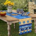 thumbnail image 1 of Home Bargains Plus Mediterranean Blue Sun Rectangle 70 inch Long Fabric Dining Table Runner, 1 of 9
