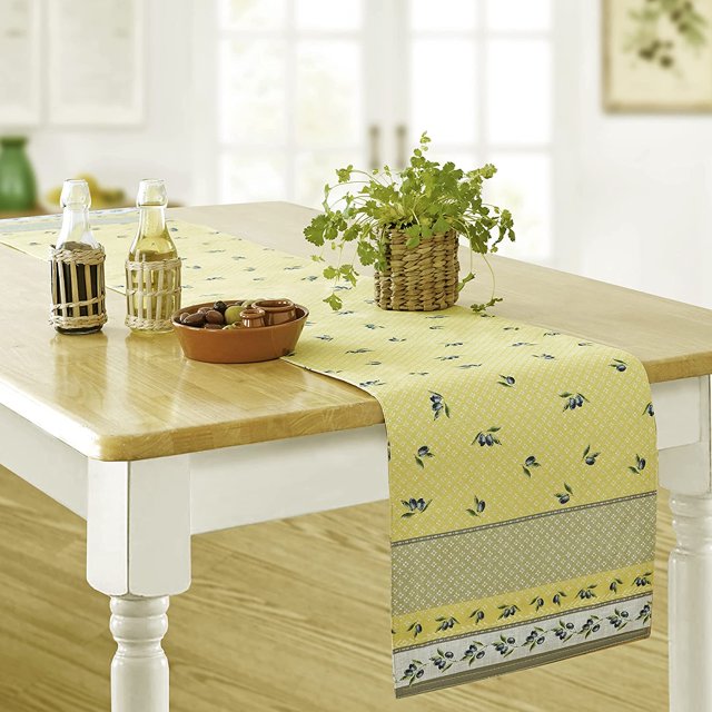 Home Bargains Plus Rectangle Fabric Table Runner, 70 Inch Long, Olivier
