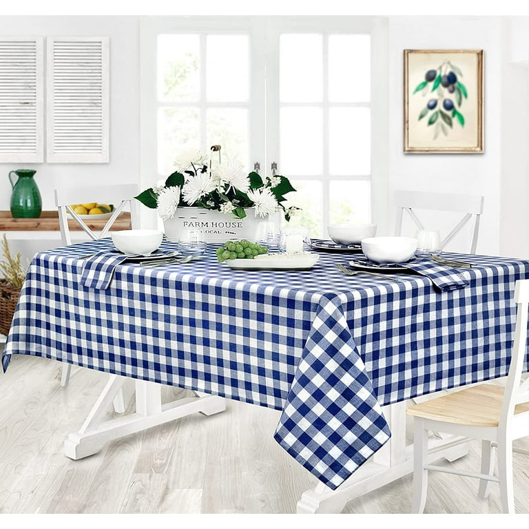 Home Bargains Plus Rectangle Fabric Tablecloth Country Rustic Buffalo Plaid 52 x70 Inch Indoor Outdoor Easy Care Dining Table Cover Checkered