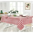 thumbnail image 1 of Home Bargains Plus Square Fabric Tablecloth, Country Rustic Buffalo Plaid, 52 x 52 Inch, Indoor Outdoor Easy Care Dining Table Cover, Checkered Cottage Gingham, Red, 1 of 4