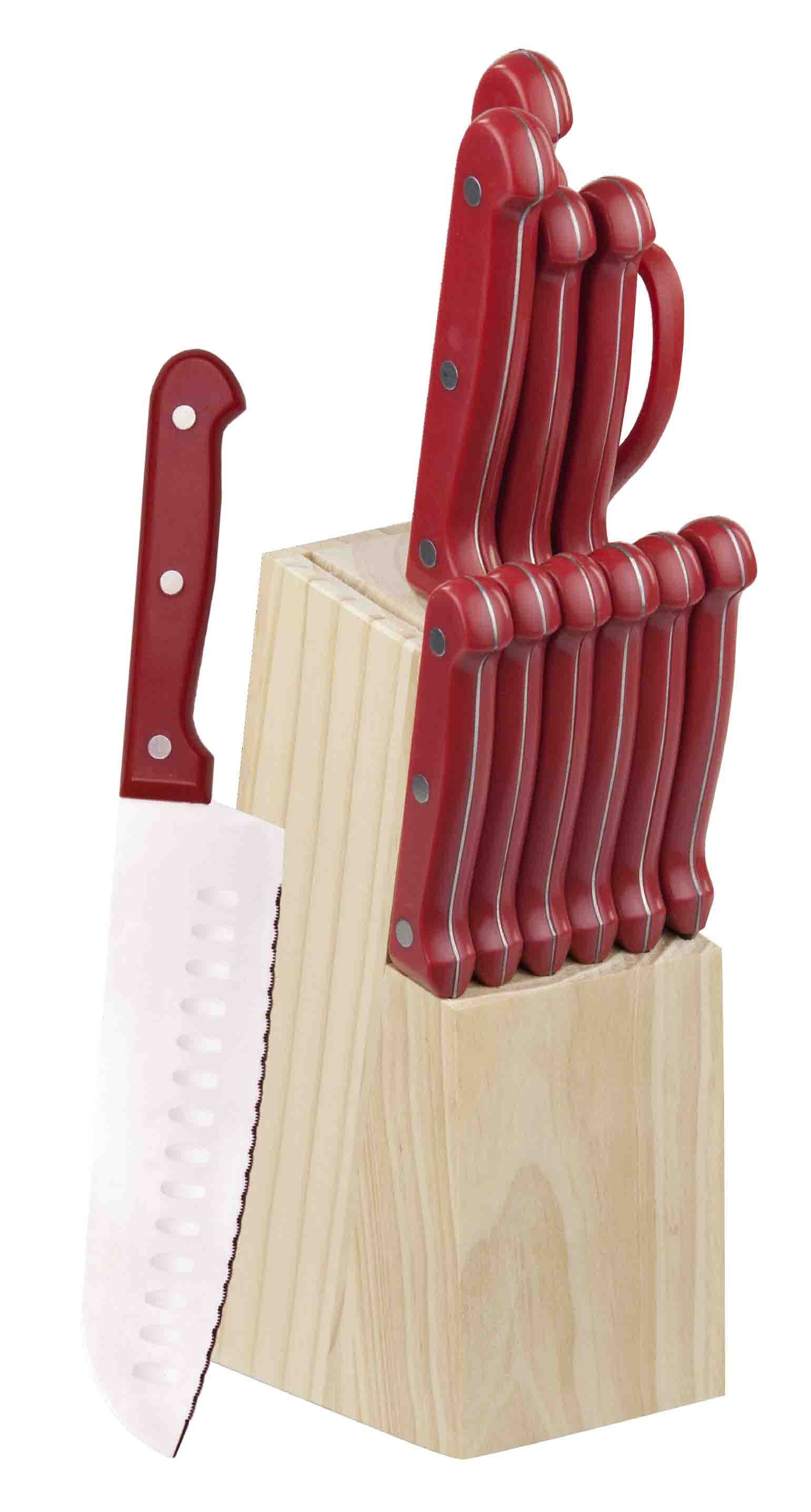 Home Basics 13-piece Knife Set with Block in Red 