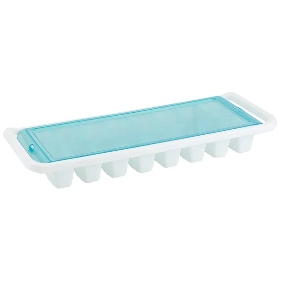 Home Basics 16 Compartment Square Plastic Stackable Ice Cube Tray With Snap-On C