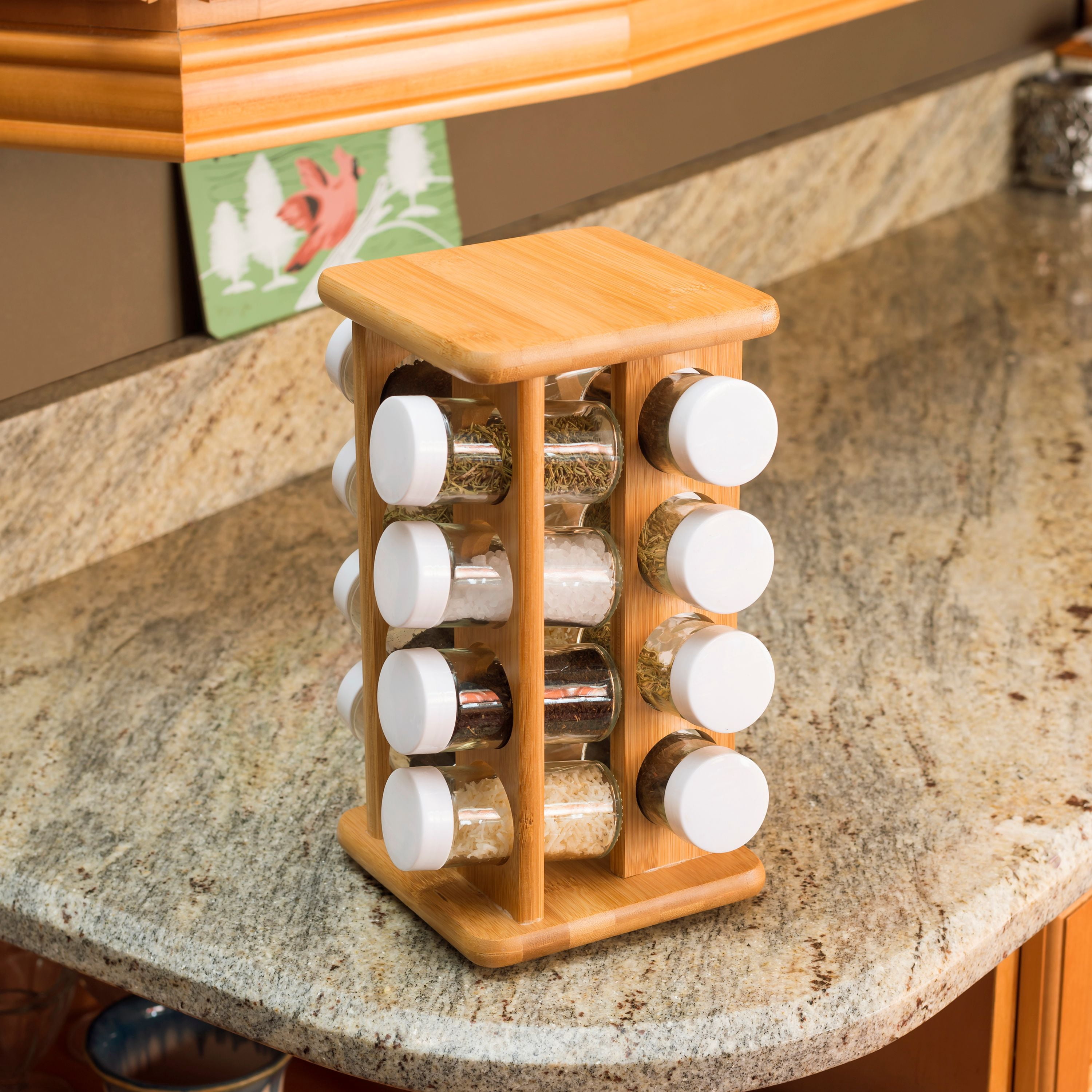 Home Basics 16 Piece Bamboo Revolving Spice Rack - Walmart.com