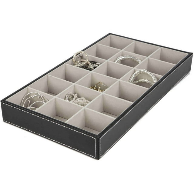 Home Basics Faux Leather Jewelry Organizer, Black