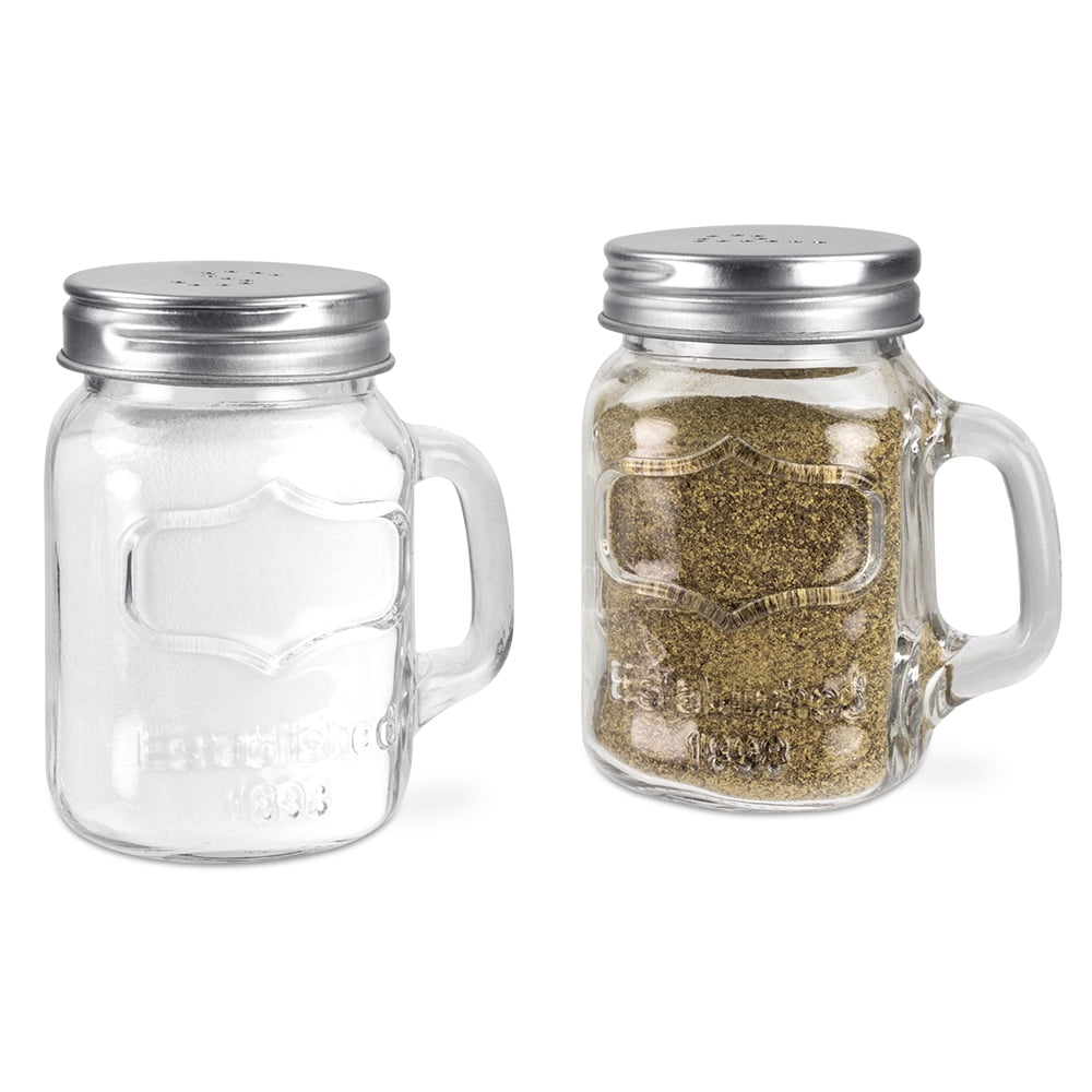 Home Basics 2 Piece Salt and Pepper Mason Jar Set