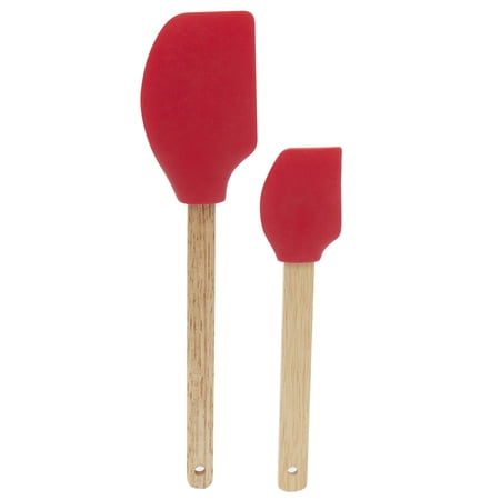 Home Basics 2 Piece Silicone Spatula Set, Red