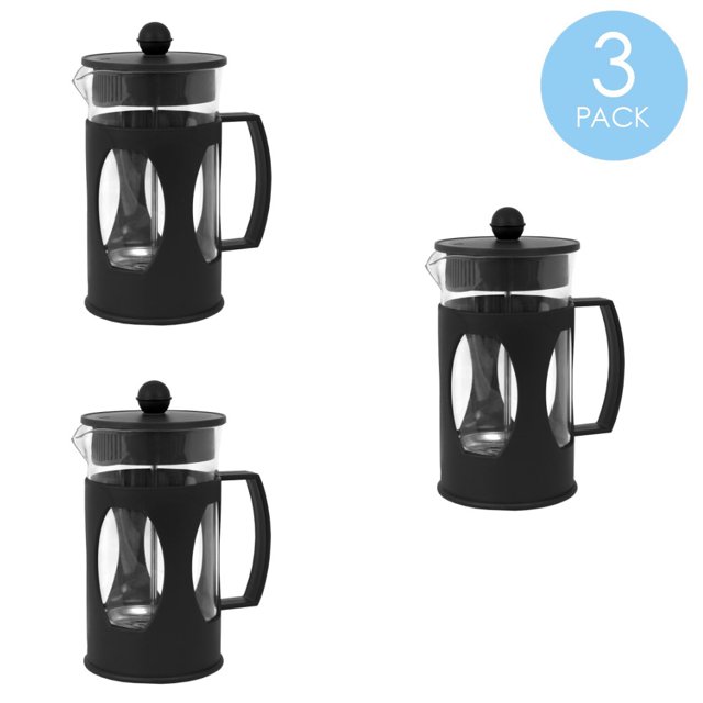 Home Basics 20 oz Glass French Press Coffee Tea Maker, Black