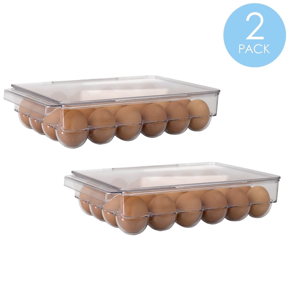 HB 24 Compartment BPA Free Plastic Hinged Lid Egg Tray, Clear