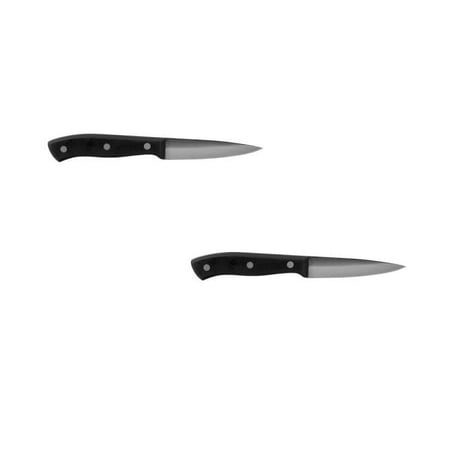 Home Basics 3.5" Stainless Steel Paring Knife with Contoured Bakelite Handle, Black