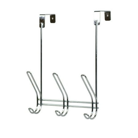 product image of Home Basics 3 Dual Hook Over the Door Steel Organizing Rack, Chrome