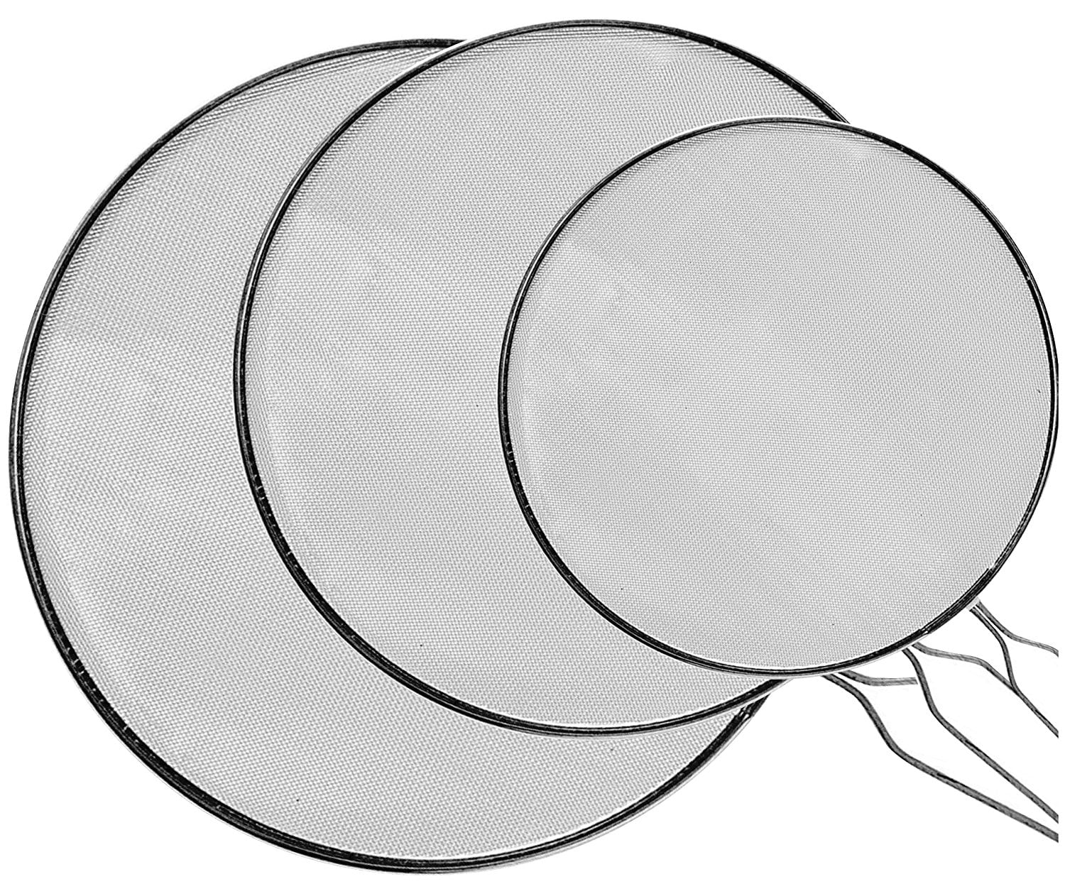 Silver Mesh 3-Piece Splatter Screen Set with Metal Handles