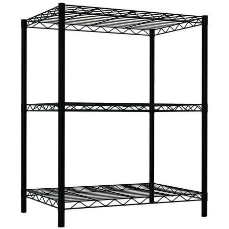 Home Basics 3 Tier Steel Wire Multi-Purpose Free-Standing Heavy Duty Shelf, Black