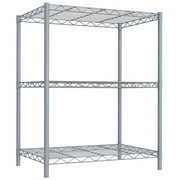 Home Basics 3 Tier Steel Wire Multi-Purpose Free-Standing Heavy Duty Shelf, Grey
