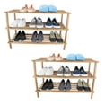 thumbnail image 1 of Home Basics 3-Tier Wooden Shoe Rack, Cherry (2 Pack), 1 of 5