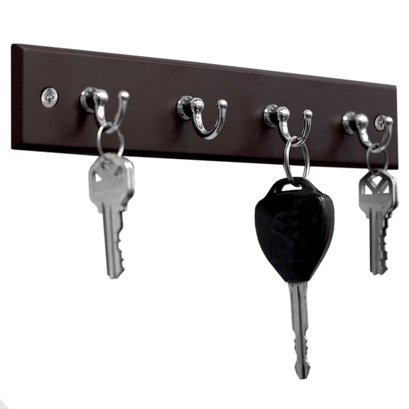 Home Basics 4 Hook Wall Mounted Key Rack, Cherry