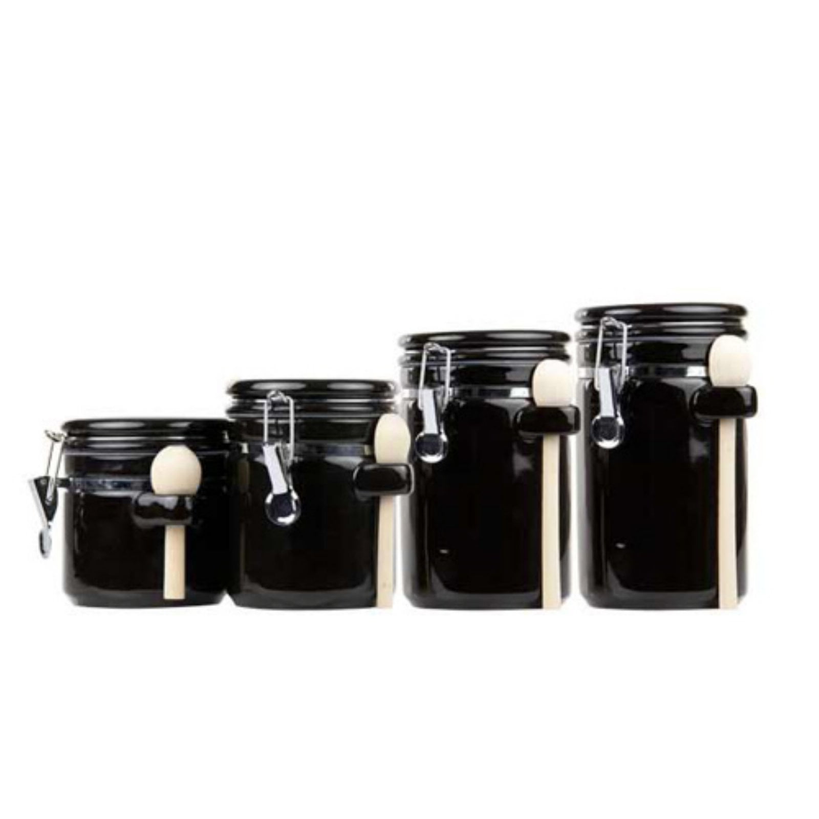 Home Basics 4 Piece Ceramic Canister Set with Spoon