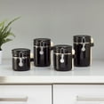 thumbnail image 1 of Home Basics 4 Piece Ceramic Canisters with Easy Open Air-Tight Clamp Top Lid and Wooden Spoons, Black, 1 of 5