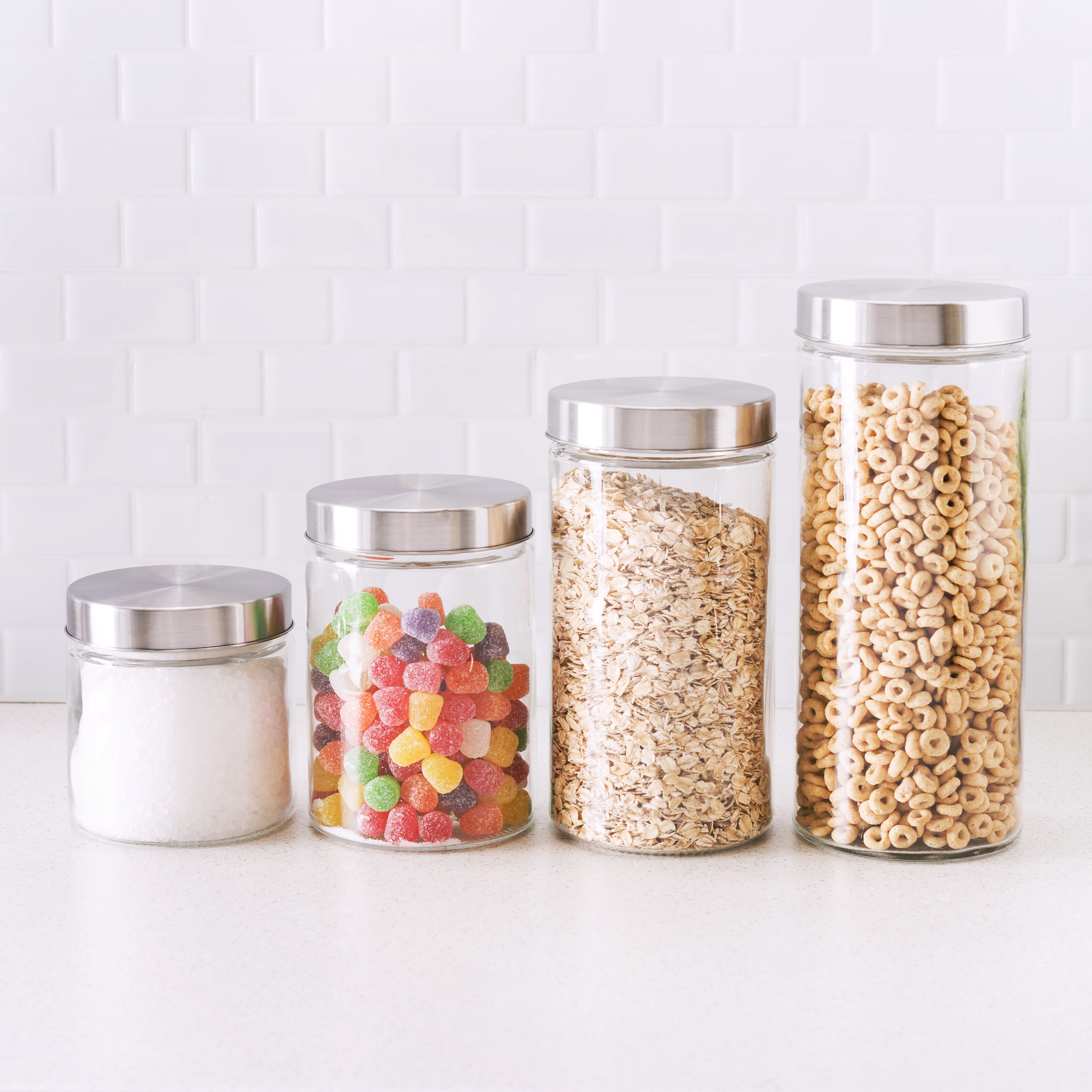 Home Basics Tall Glass Canister with Lid (Clear) | Glass Food Storage  Canister for Dry Pasta, Flour, Trail Mix, and Candy | Kitchen Glass  Containers