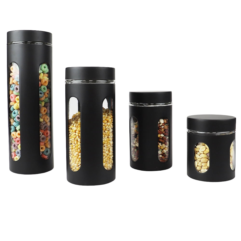4 Piece Stainless Steel Canisters with Multiple PeekThrough Windows