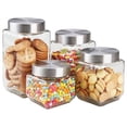 thumbnail image 1 of Home Basics 4 Pieces Glass Canister Set Square Glass, Clear, 1 of 8