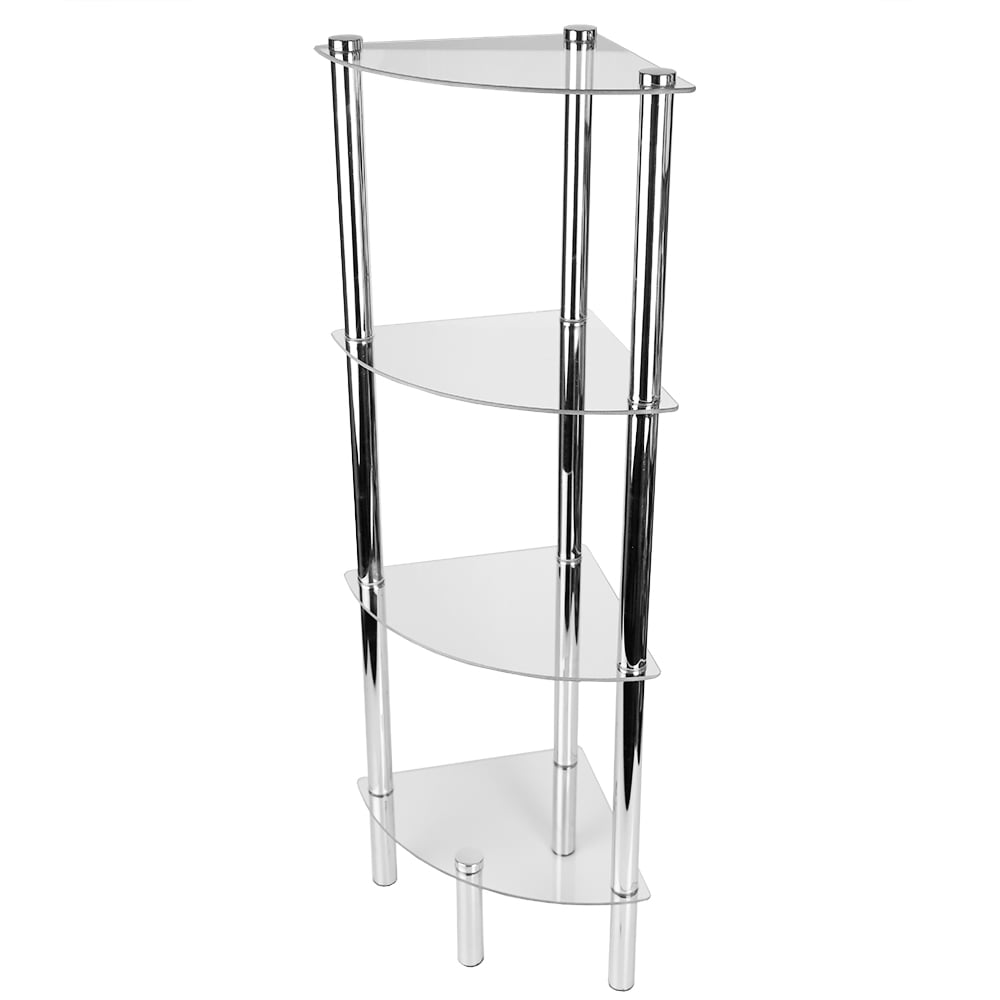 Home Basics 4 Tier Multi Use Arc Glass Corner Shelf, Clear