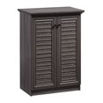 thumbnail image 1 of Home Basics 4 Tier Shoe Cabinet with Louvered Doors, Ash, 1 of 2