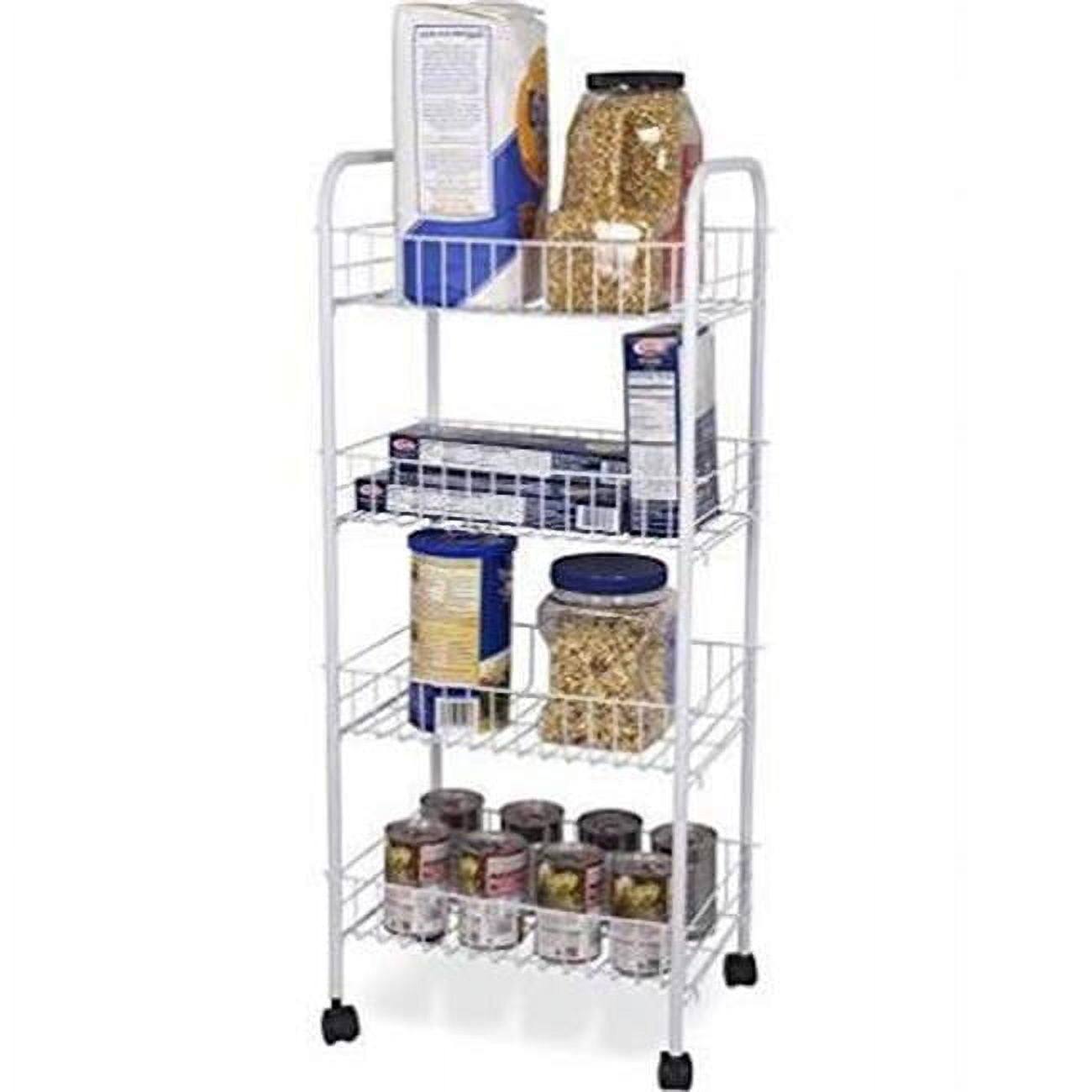 Home Basics 4 Tier Steel Kitchen Trolley, White
