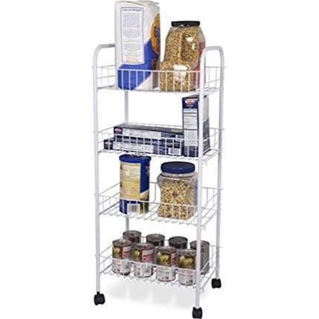 Home Basics 4 Tier Steel Kitchen Trolley, White
