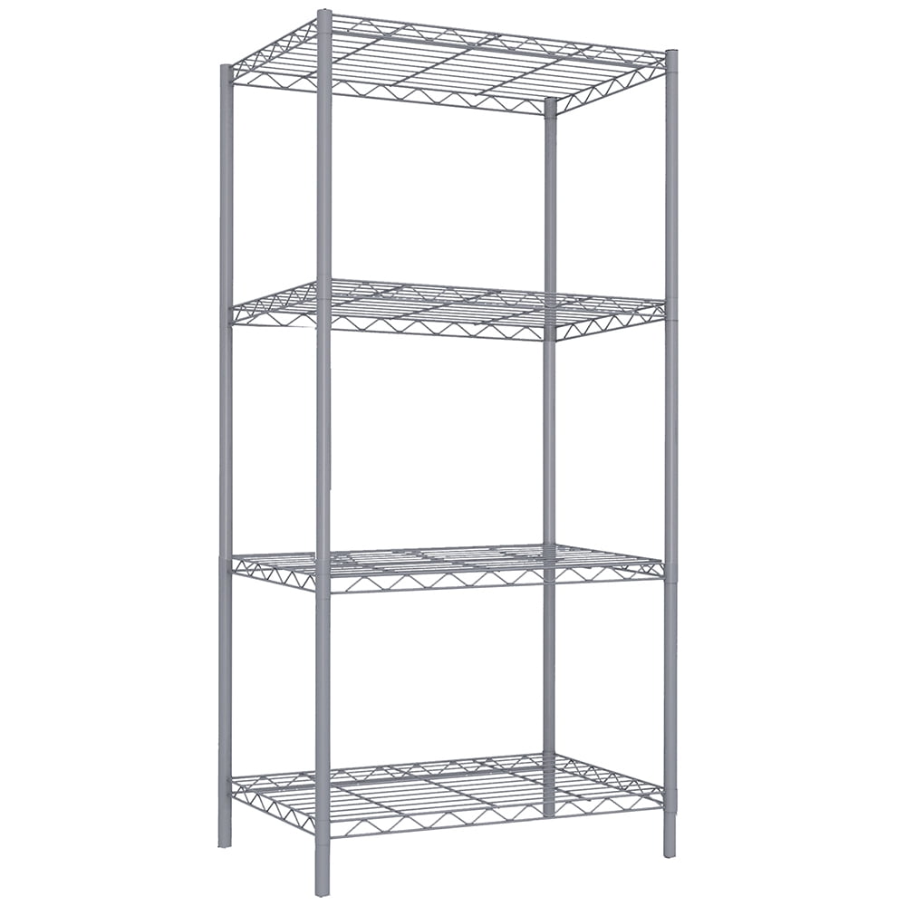 Home Basics 4 Tier Steel Wire Shelf, Grey