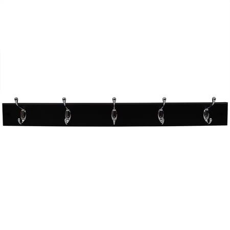 Home Basics 5 Double Hook Wall Mounted Hanging Rack, Black