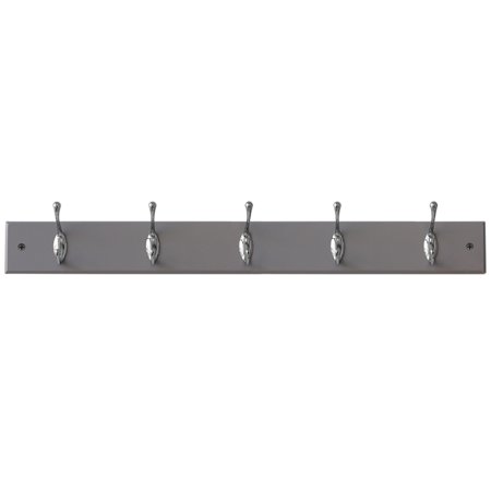 Home Basics 5 Double Hook Wall Mounted Hanging Rack, Grey