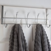 Home Basics 5 Hook Hanging Rack with Crystal Knobs, Chrome
