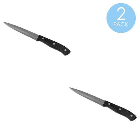 Home Basics 5" Stainless Steel Utility Knife with Contoured Bakelite Handle, Black
