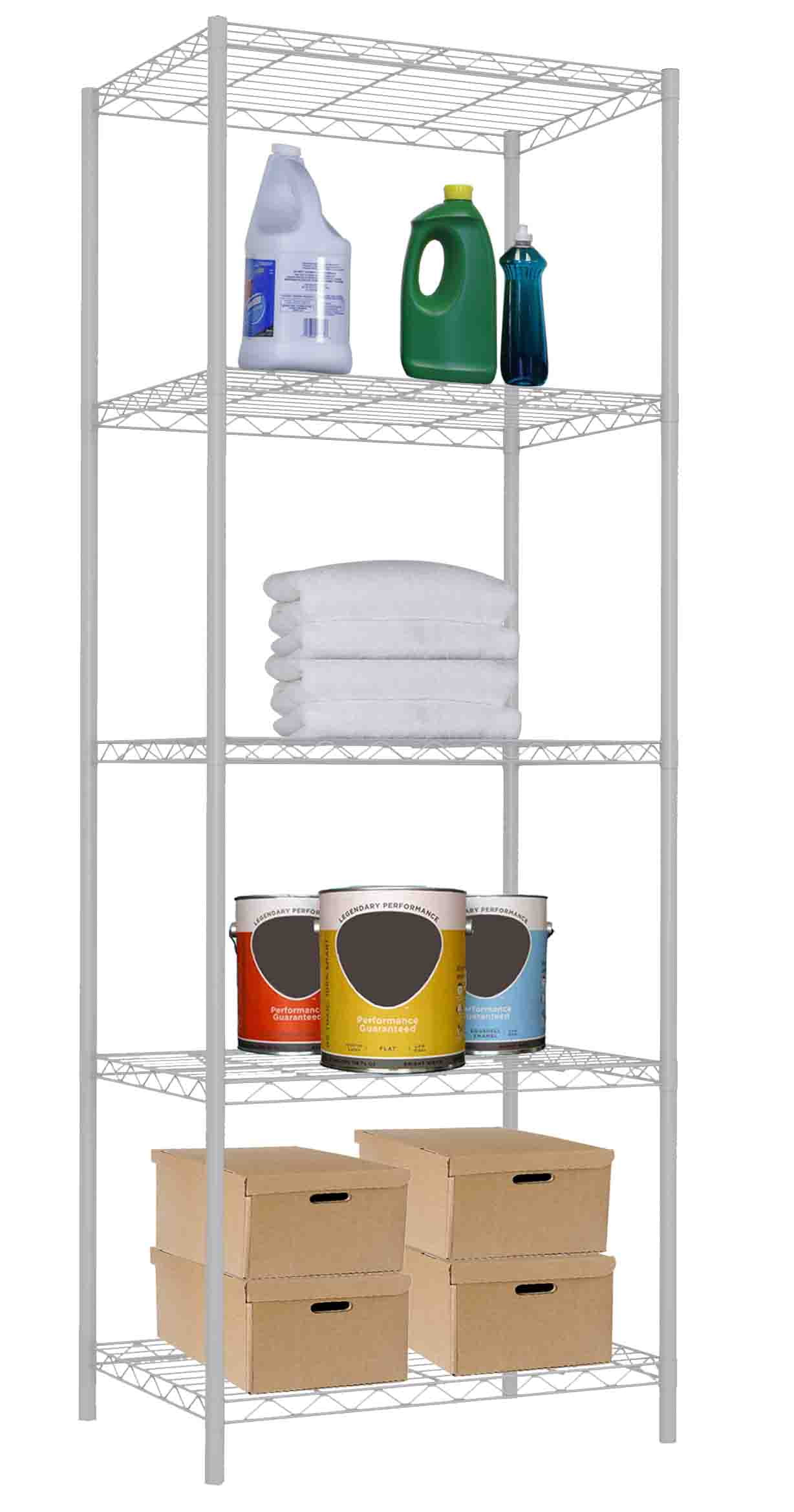 Home Basics 5 Tier Steel Wire Shelf, White