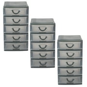 Home Basics 5 tier Plastic Drawer Organizer, Grey (3 Pack)