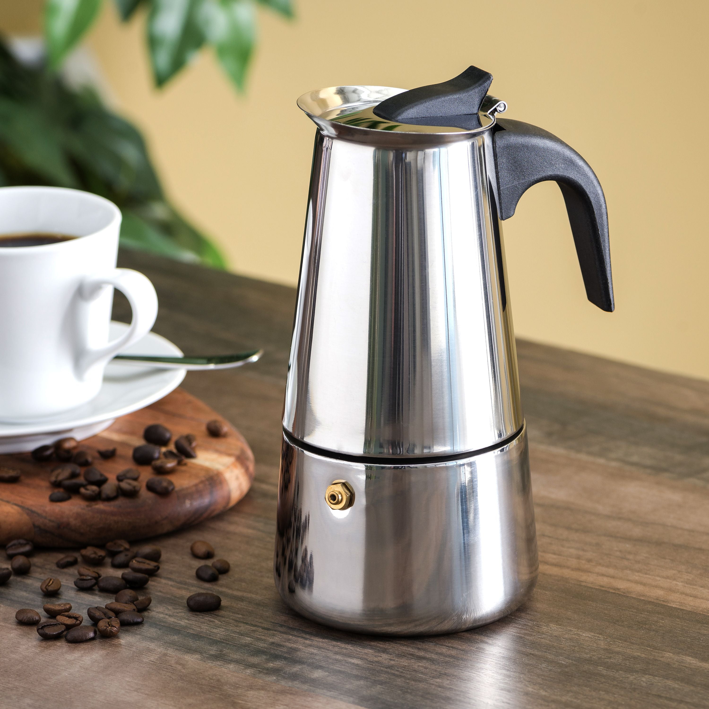 Stainless Steel Moka Espresso Coffee Pot Maker Percolator Stovetop Latte  Cappuccino Italian Spanish Coffee (Silver, 6 Cup)