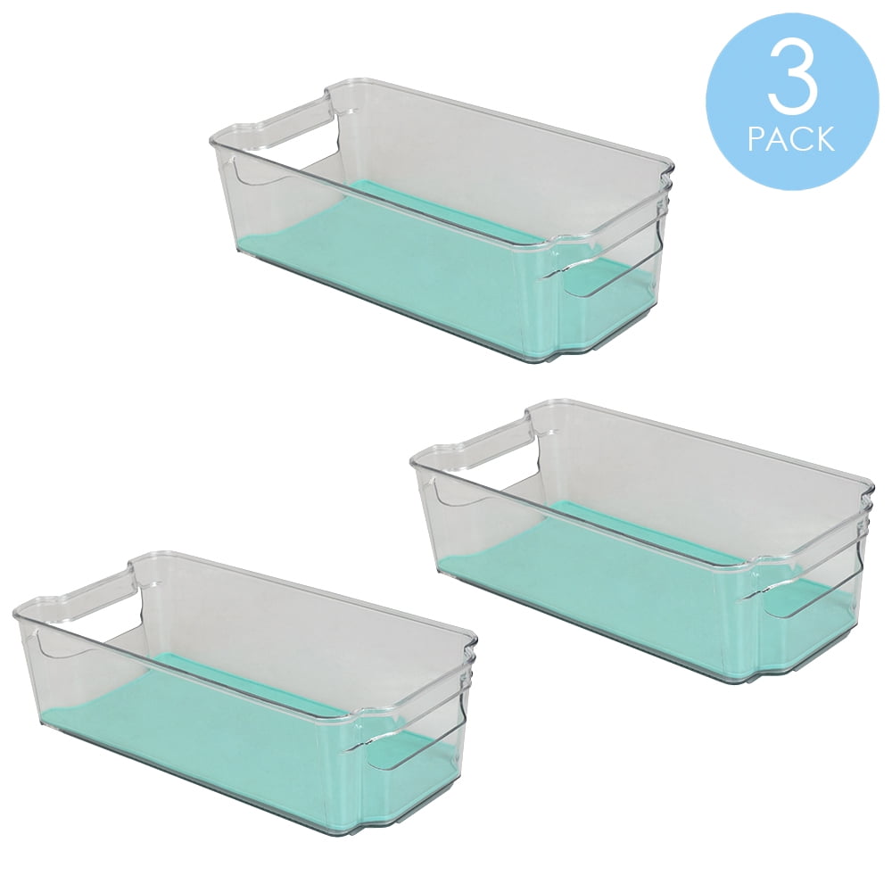 Home Basics 3 Compartment Plastic Fridge Bin, Clear