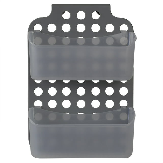 Home Basics Adjustable Over the Cabinet Plastic Organizer, Clear and Grey