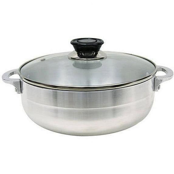Home Basics Aluminum Caldero with Glass Lid, 3.8 Liter