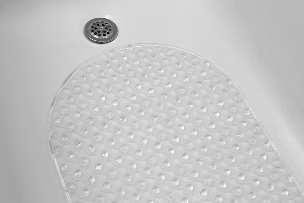 Home Basics Anti-Slip Plastic Oval Bath Mat with Back Suction Cups ...
