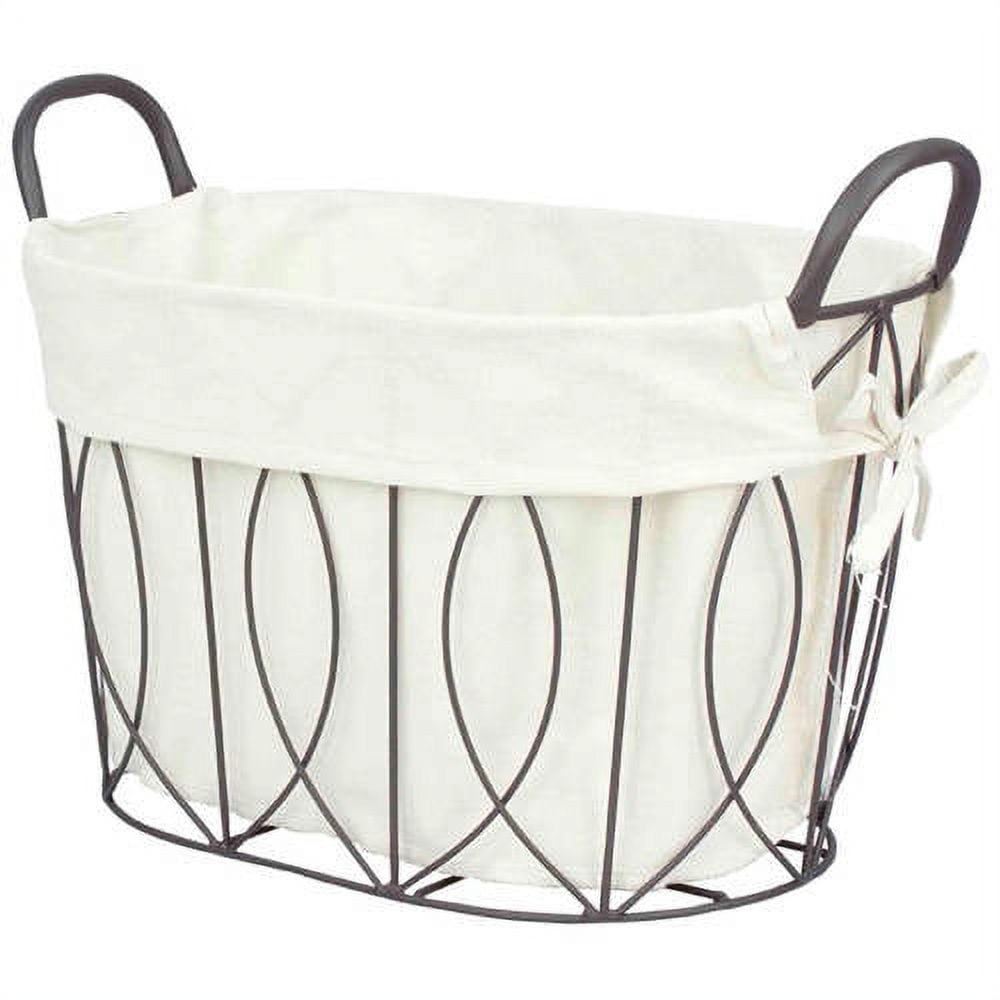 Home Basics Audrey Wire Basket with Canvas Liner, Oval, Small