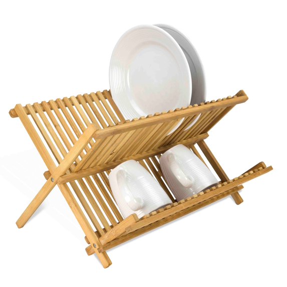 Home Basics Bamboo Foldable Dish Drainer
