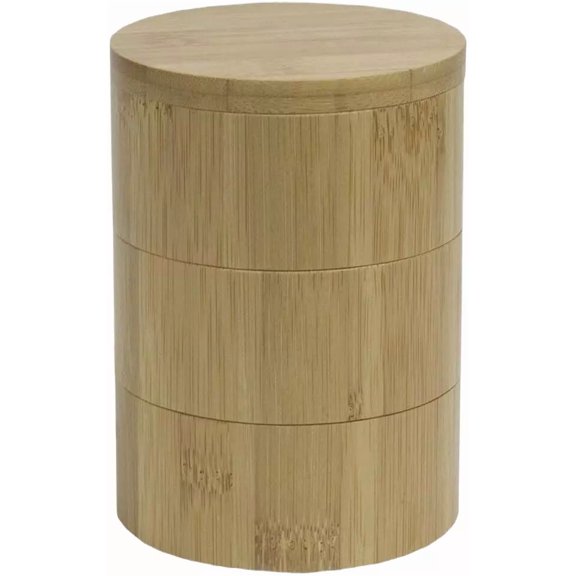 Home Basics Bamboo Swivel Salt Box With Magnetic Lid, Natural Honey (3 Tier)