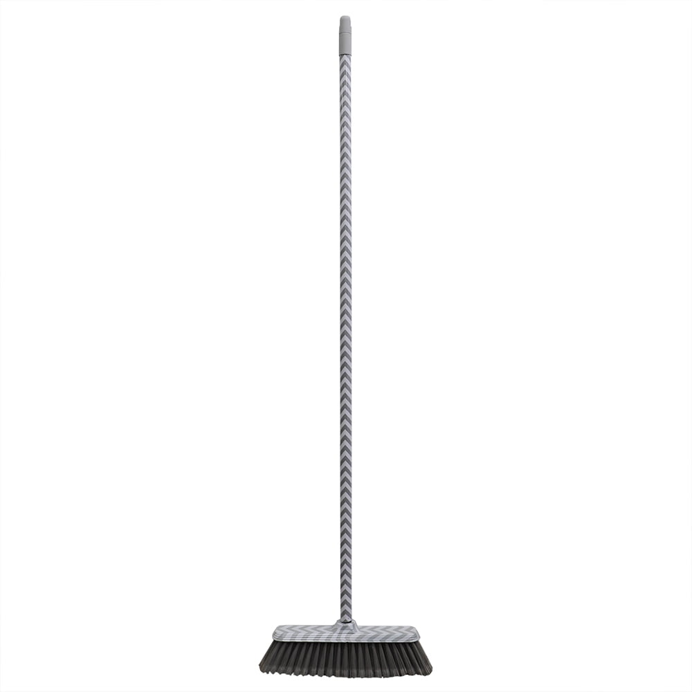 Home Basics Chevron Angled Push Broom, Gray