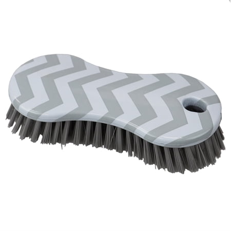 Home Basics Chevron Multi-Purpose Plastic Scrub Brush, Grey