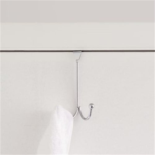 Home Basics Chrome Hook Over The Door Hanger Hardware Hooks, 2 Pack