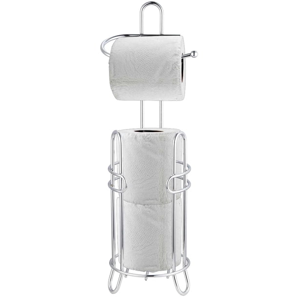Home Basics Chrome Metal Heavy Duty Toilet Paper Holder with Dispensing Top