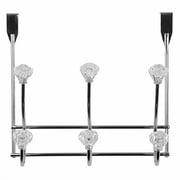 Home Basics Chrome Plated Steel 3 Hook over The Door Hanging Rack, Crystals