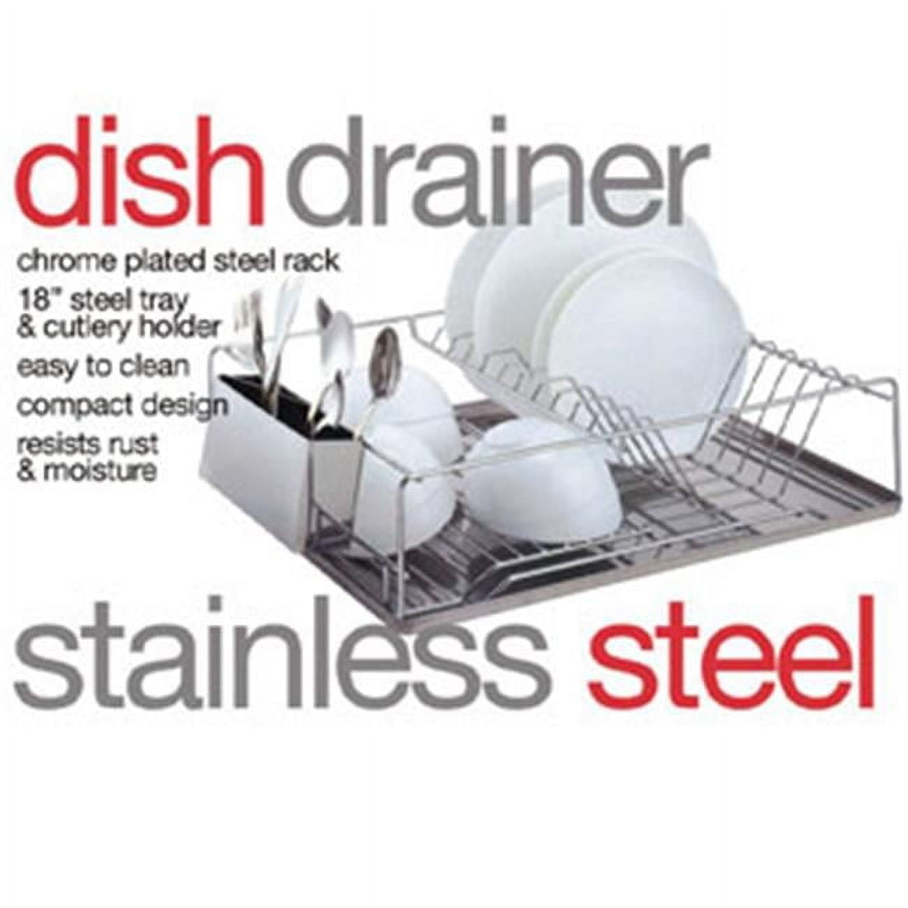 Home Basics Chrome Plated Steel Dish Rack with Tray