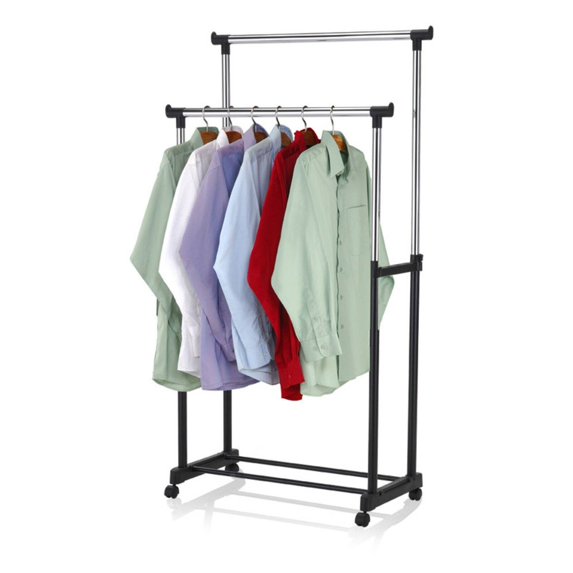 Home Basics Chrome Plated Steel Double Garment Rack, Black